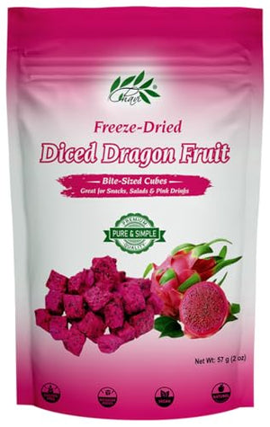 CHAVI Freeze-Dried Diced Dragon Fruit Snack - 2 oz