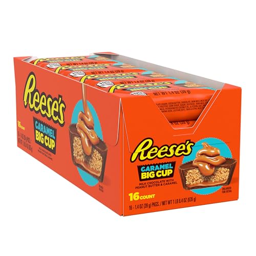 REESE'S Big Cup Caramel Peanut Butter Cups, 1.4 oz (16 Count)