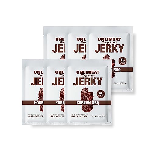 UNLIMEAT Jerky Korean BBQ, Plant-based, 2.5oz, Pack of 6