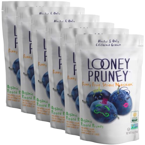 Looney Pruney Organic Pitted Dried Prunes (6 pack)