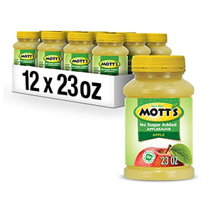 Mott's No Sugar Added Applesauce, 23 oz (Pack of 12)