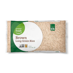 Amazon Fresh Brown Long Grain Rice, 5 lb