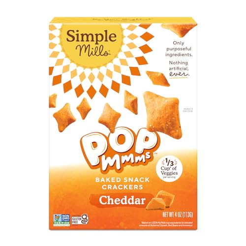 Simple Mills Pop Mmms Cheddar Baked Snack Crackers, 4 Ounce