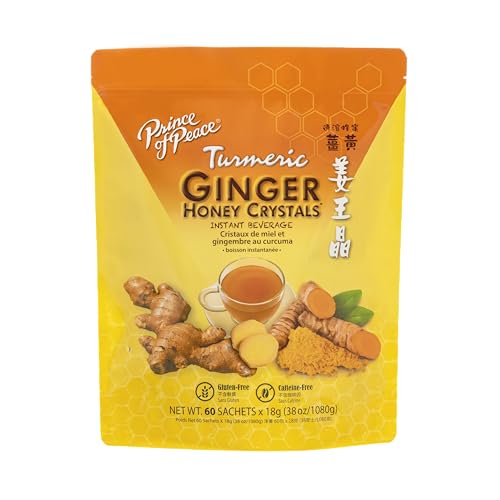 Prince of Peace Instant Ginger Honey Crystals with Turmeric, 60 Sachets