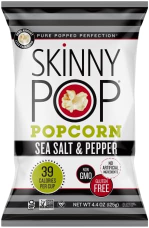 SkinnyPop Sea Salt & Pepper Popcorn, 4.4oz Bag