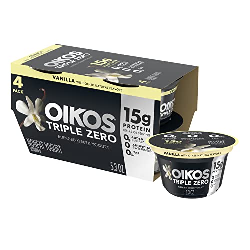 Oikos Triple Zero Vanilla Nonfat Greek Yogurt, 4 Ct, 5.3 OZ