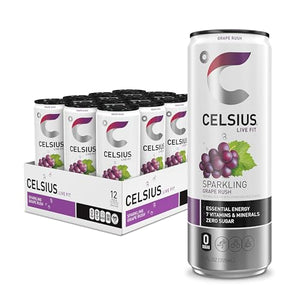 CELSIUS Sparkling Grape Rush, Energy Drink, 12 Fl Oz (12 Pack)