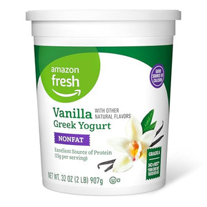 Amazon Fresh Greek Nonfat Vanilla Yogurt, 32 Oz