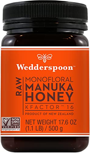 Wedderspoon Raw Premium Manuka Honey, KFactor 16, 17.6 oz