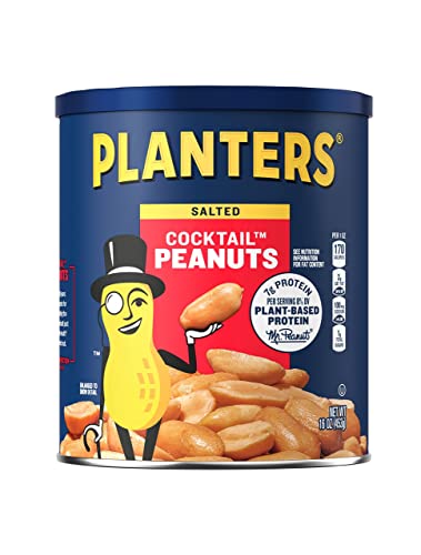 PLANTERS Salted Cocktail Peanuts, 16oz Canister