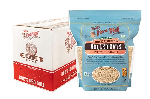 Bob's Red Mill Organic Quick Cooking Rolled Oats, 32 Oz (Pack of 4)