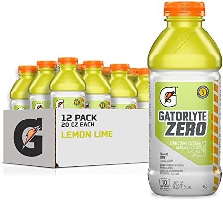 Gatorlyte Zero Electrolyte Beverage, Lemon Lime, 20 oz (12 Pack)