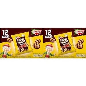 Keebler On-The-Go Fudge Stripes Cookies, 12 Count (2 Pack)