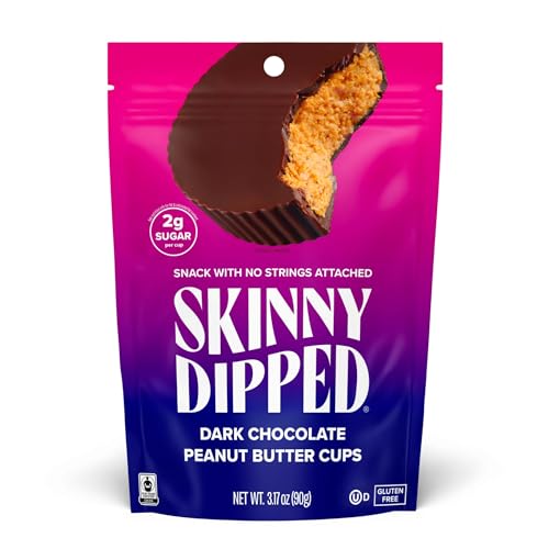 SkinnyDipped Dark Chocolate Peanut Butter Cups, 3.2oz, 4 Pack