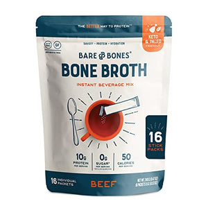 Bare Bones Beef Bone Broth Instant Mix, 16 Pack