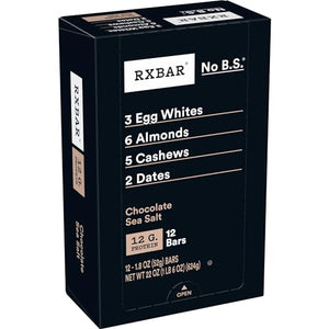 RXBAR Protein Bars, Chocolate Sea Salt, 22oz Box (12 Bars)