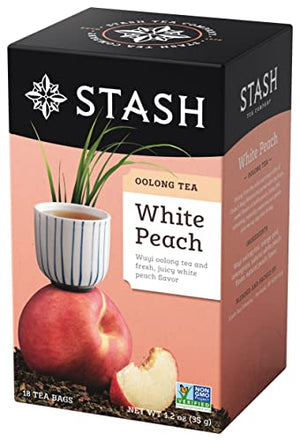 Stash Tea White Peach Wuyi Oolong Tea, 18 Count (6 Pack)