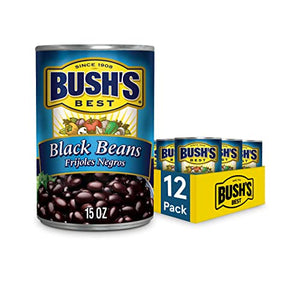 BUSH'S BEST Canned Black Beans, Pack of 12