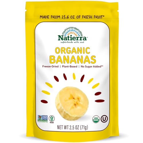 NATIERRA Organic Freeze-Dried Bananas, 2.5 Ounce