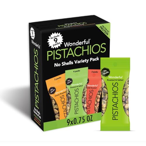 Wonderful Pistachios No Shells, Mixed Variety Pack of 9