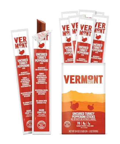 Vermont Smoke & Cure Uncured Pepperoni Turkey Snack Sticks, 24 ct