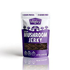 VEGKY Vegan Shiitake Mushroom Jerky, SMOKY BBQ, 70 Grams