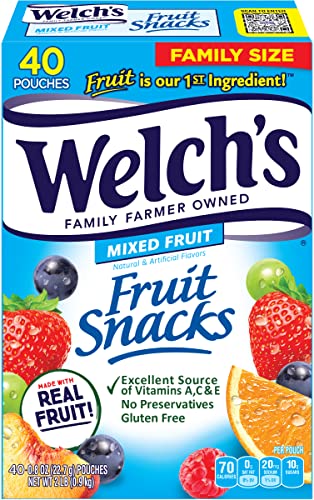 Welch's Fruit Snacks, Mixed Fruit, Pack of 40