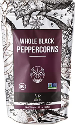 Soeos Black Peppercorns, 16oz, Non-GMO, Kosher