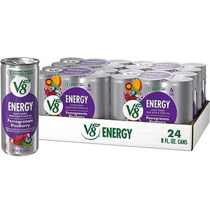 V8 +ENERGY Pomegranate Blueberry Energy Drink, 8 FL OZ Can (24 Cans)