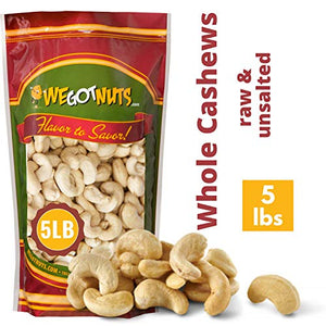 Raw Whole Unsalted Cashews, 5 lbs.