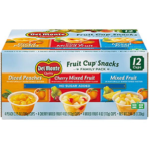 Del Monte FRUIT CUP Snacks, No Sugar Added, 12-Pack