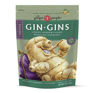 GIN GINS Original Ginger Chews by The Ginger People, 3 Oz Bag