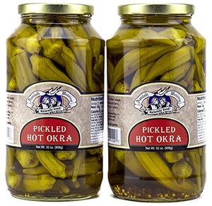 Amish Wedding Hot Pickled Okra, 32 Ounces (Pack of 2)