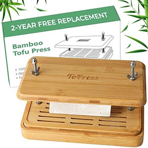 Bamboo Tofu Press with Built-in Strainer and Drip Tray