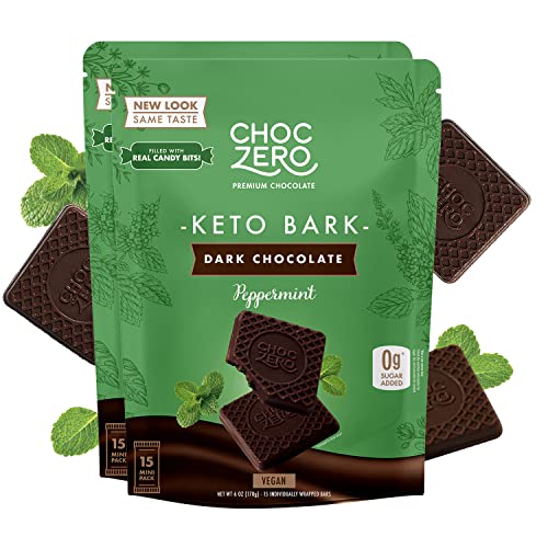 ChocZero Peppermint Dark Chocolate Keto Bark, 2 Bags