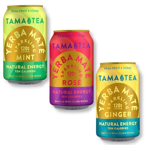 Sparkling Yerba Mate Variety Pack by Tama Tea, 12 oz (Pack of 12)