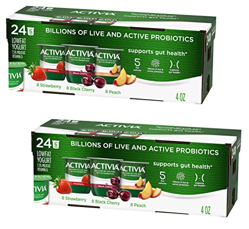 Activia Probiotic Lowfat Yogurt Variety Pack, 24 x 4 oz