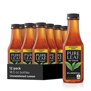 Pure Leaf Iced Tea Unsweetened Black Tea with Lemon, 18.5 Fl Oz (Pack of 12)