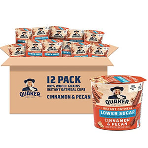 Quaker Instant Oatmeal Cups, Cinnamon Pecan, 12 Pack