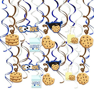 Cookies Milk Birthday Decorations Hanging Swirls (24 CT)