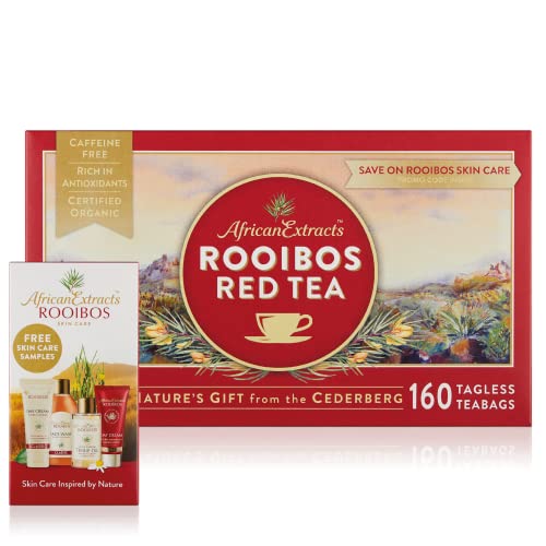 African Extracts Rooibos Tea with Bonus Skincare Pack, 160 Teabags