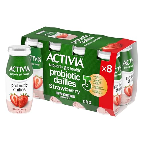 Activia Probiotic Dailies Strawberry Yogurt Drinks, 8 Ct, 3.1 Fl Oz