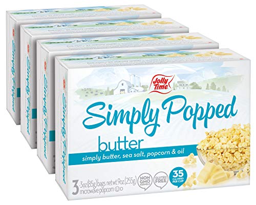 Jolly Time Simply Popped Microwave Popcorn, 3 oz (Pack of 12)