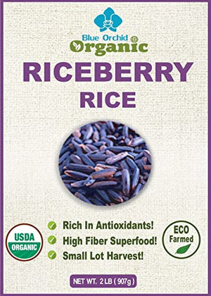 Organic Riceberry Rice - Purple Thai Black Jasmine Rice - 2 LB