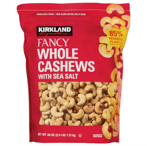 Kirkland Sea Salt Whole Cashews - 40 OZ