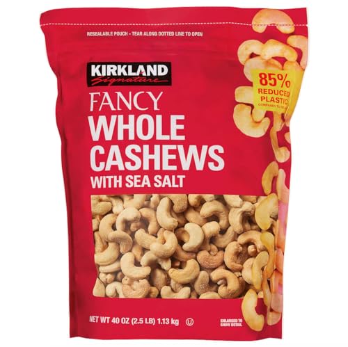 Kirkland Sea Salt Whole Cashews - 40 OZ