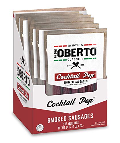 Oh Boy! Oberto Cocktail Pep Smoked Sausages, 3 Ounce (Pack of 8)