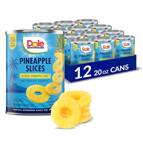 Dole Pineapple Slices in 100% Pineapple Juice, 20 Oz (12 Count)