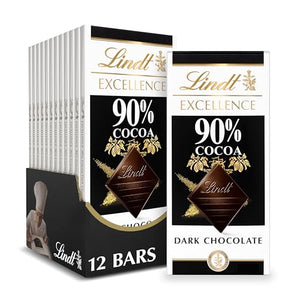 Lindt EXCELLENCE 90% Cocoa Dark Chocolate Bar, 3.5 oz. (12 Pack)