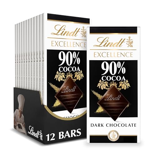 Lindt EXCELLENCE 90% Cocoa Dark Chocolate Bar, 3.5 oz. (12 Pack)